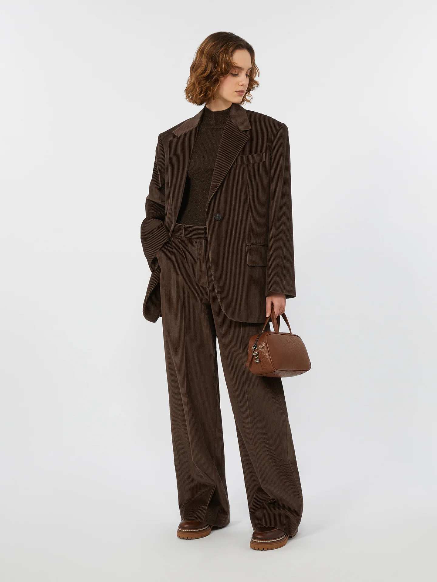 Шоколадные брюки WEEKEND MAX MARA из хлопка - купить на Invogue
