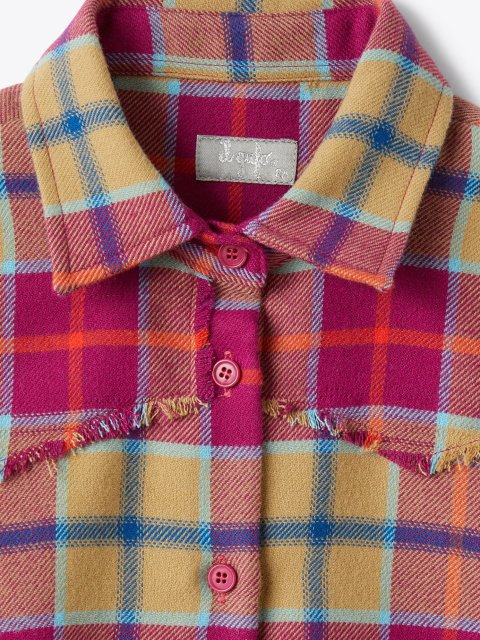 Малиновое платье-рубашка IL GUFO в клетку: фото 2 - Invogue