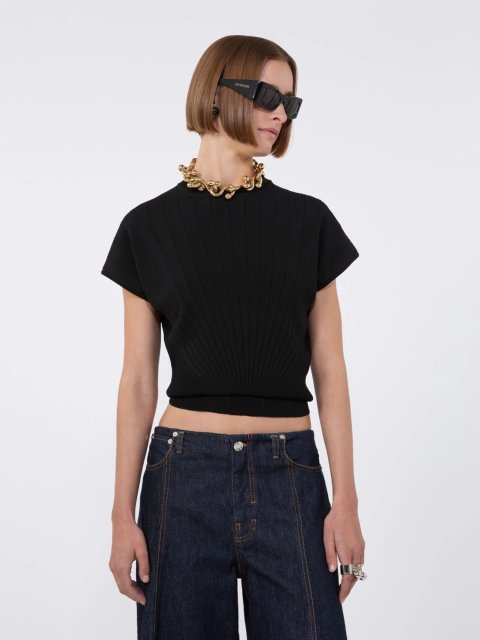 Чорна футболка SPORTMAX з суміші віскози: фото 4 - Invogue