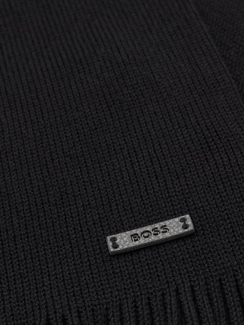 Черный шарф BOSS из натуральной шерсти: фото 3 - Invogue