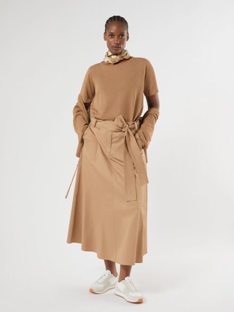 Коричневая футболка MARINA RINALDI из вискозного крепа: фото 1 - Invogue