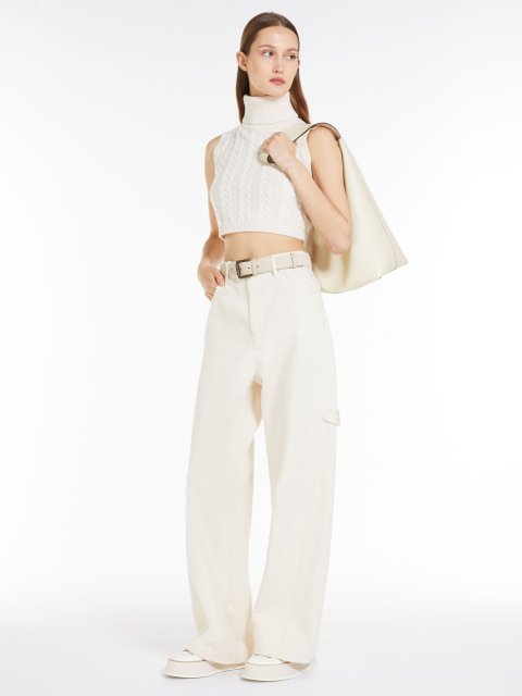Брюки кольору айворі MAX MARA вільного крою: фото 5 - Invogue