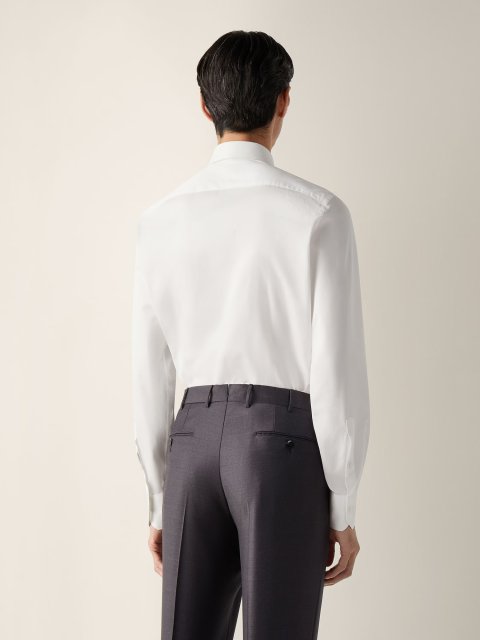Біла сорочка Zegna у тонку смужку з бавовни: фото 2 - Invogue