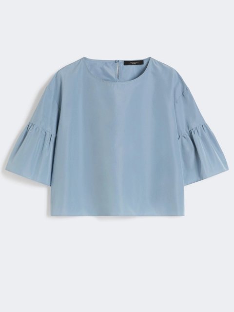Блакитна блуза WEEKEND MAX MARA укороченого крою: фото - Invogue
