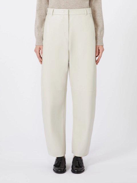 Бежеві брюки MAX MARA з екошкіри: фото 2 - Invogue