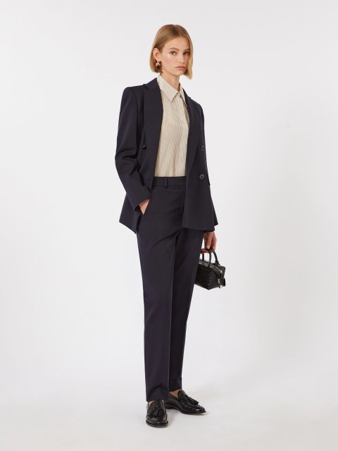 Темно-сині брюки MAX MARA з віскозного трикотажу: фото 1 - Invogue