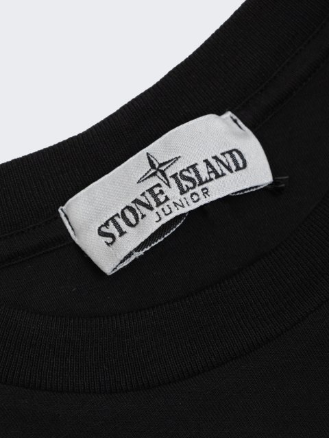 Чорна футболка Stone Island з бавовни з принтом: фото 2 - Invogue