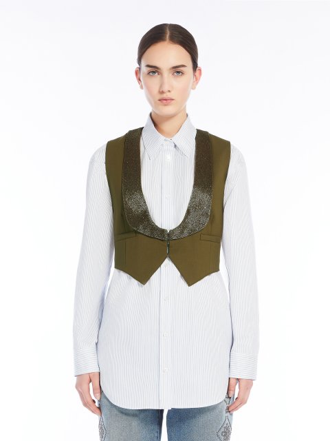 Жилет цвета хаки WEEKEND MAX MARA укороченный: фото 1 - Invogue