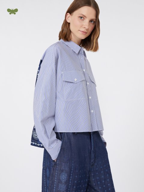Синя сорочка WEEKEND MAX MARA з контрастною вставкою ззаду: фото 4 - Invogue
