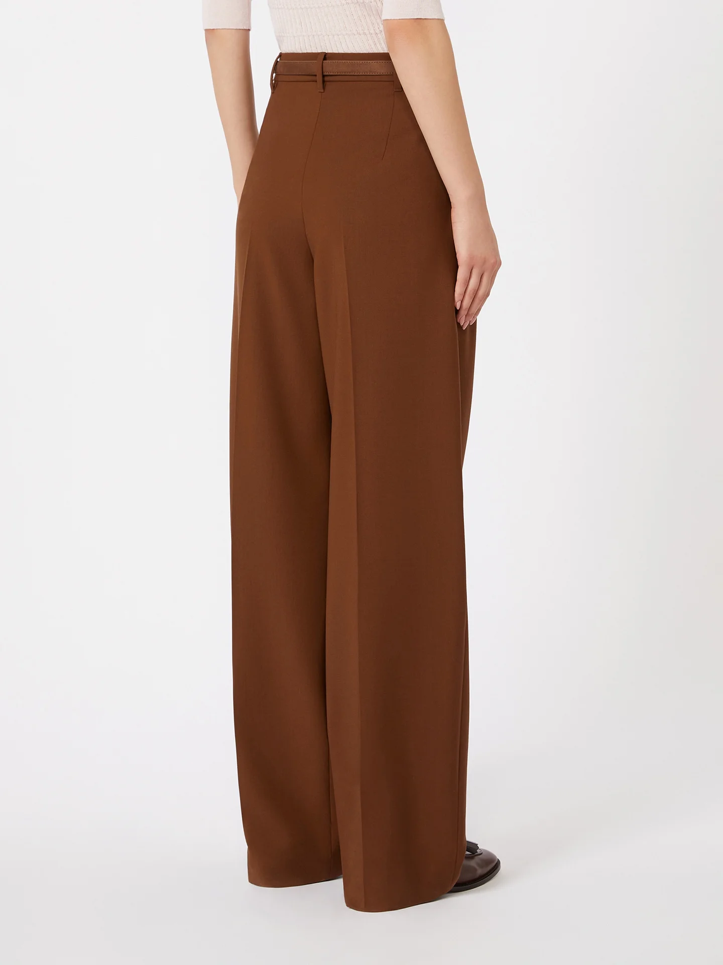 Шоколадные брюки MAX MARA из эластичной шерсти - купить на Invogue