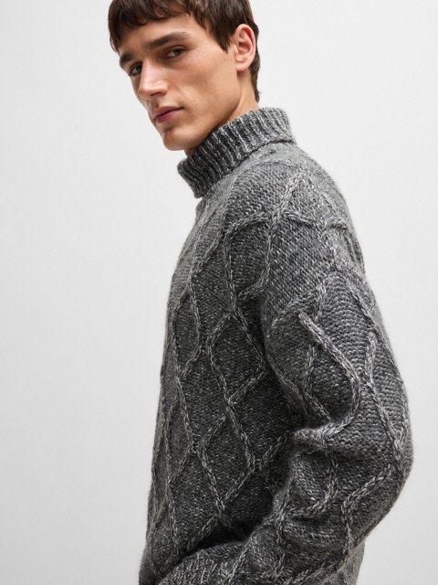 Сірий светр BOSS вільного крою: фото 4 - Invogue