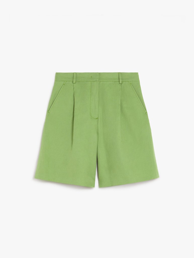 Зеленые бермуды Weekend Max Mara из хлопка и льна: фото - Invogue