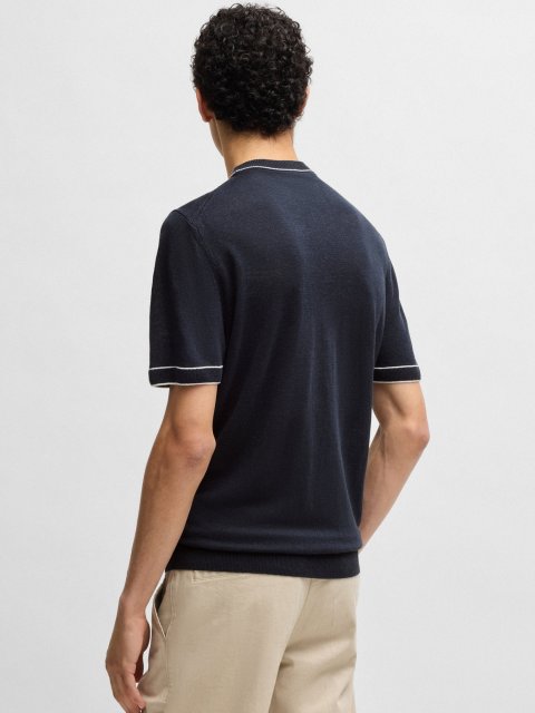 Темно-синій светр Boss з короткими рукавами: фото 3 - Invogue