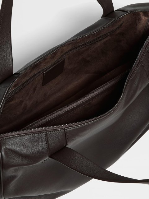 Темно-коричнева сумка ZEGNA шкіряна: фото 3 - Invogue