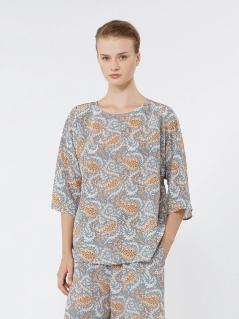 Блакитна блуза WEEKEND MAX MARA з шовкового крепдешину: фото 4 - Invogue