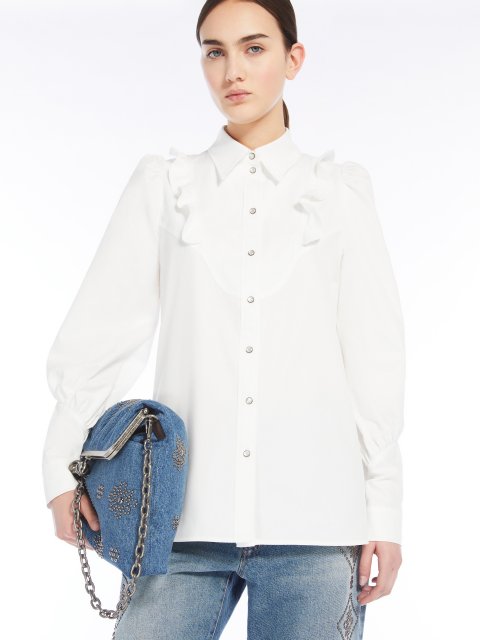 Біла сорочка WEEKEND MAX MARA з рюшами: фото 3 - Invogue