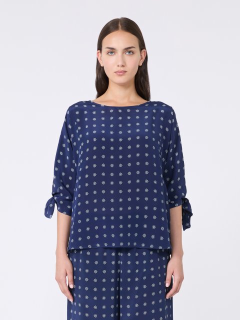 Темно-синяя блуза WEEKEND MAX MARA из чистого шелка: фото 2 - Invogue