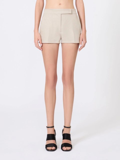Бежевые шорты Max Mara из чистого льна: фото 2 - Invogue