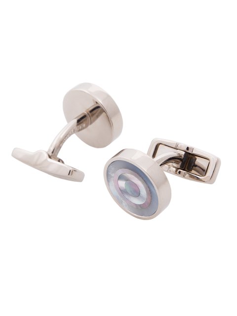 Серебристые запонки BOSS с перламутровой вставкой: фото - Invogue