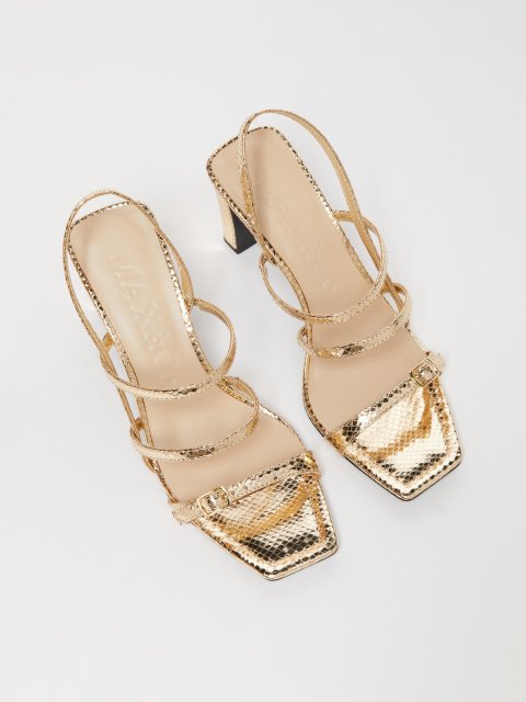 Золоті босоніжки Max&Co ламіновані: фото 4 - Invogue