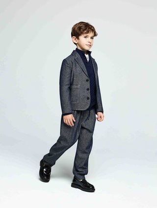 Сині брюки Emporio Armani з вовни та бавовни: фото 1 - Invogue