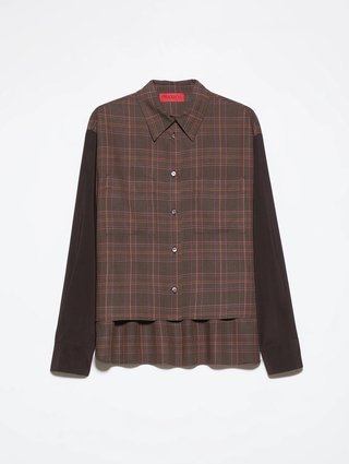Коричневая рубашка в клетку Max&Co из вискозы: фото - Invogue