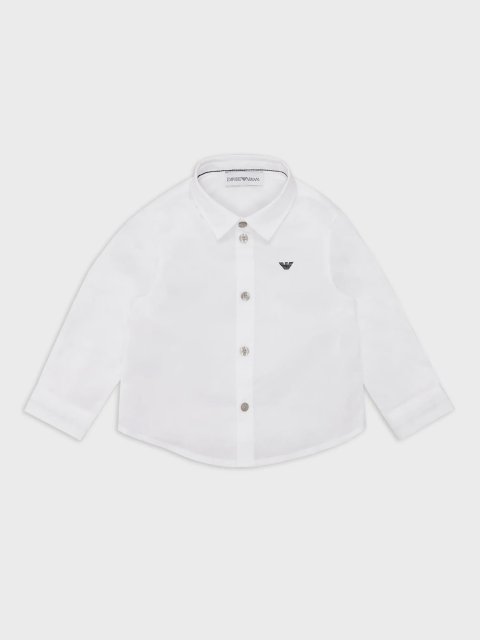 Белая рубашка EMPORIO ARMANI KIDS из хлопка: фото - Invogue