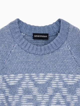 Голубой свитер Emporio Armani из шерсти и акрила: фото 3 - Invogue