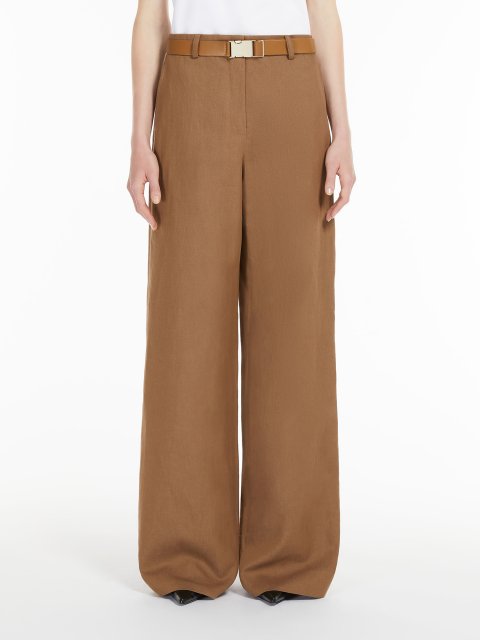 Темно-коричневі брюки Max Mara з бавовни та льону: фото 2 - Invogue