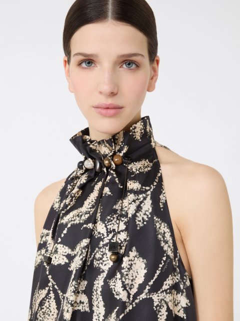 Чорна сукня з принтом Max Mara з шовку: фото 4 - Invogue