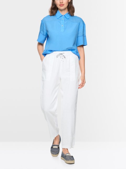 Белые брюки Marc Cain из хлопка и льна: фото 1 - Invogue