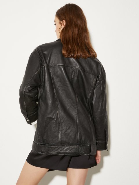 Чорна куртка Max&Co шкіряна: фото 3 - Invogue