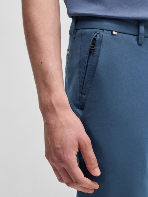Сині брюки BOSS крою slim: фото 4 - Invogue