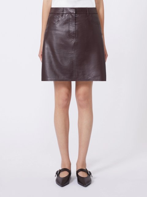 Бордова спідниця WEEKEND MAX MARA шкіряна: фото 2 - Invogue