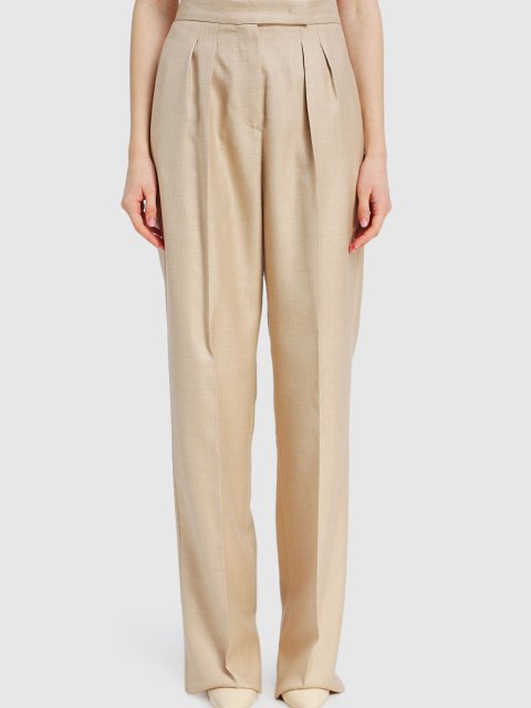 Молочные брюки MAX MARA: фото 3 - Invogue