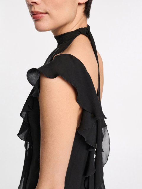Черный топ Dorothee Schumacher шелковый: фото 5 - Invogue