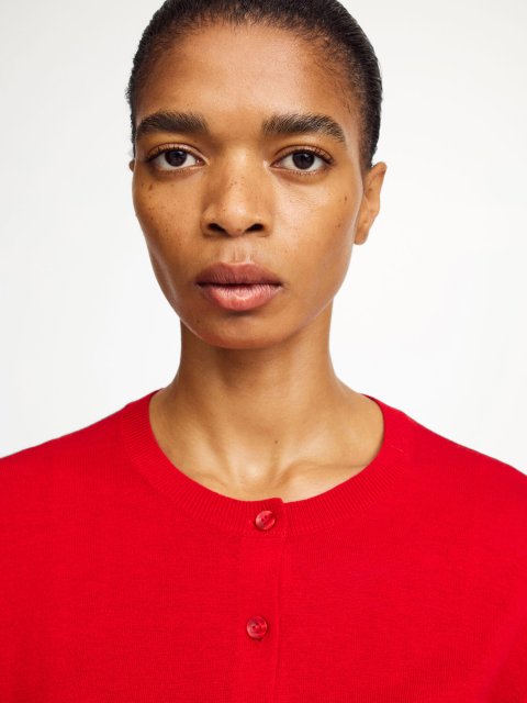 Червоний кардиган BY MALENE BIRGER з суміші вовни та шовку: фото 3 - Invogue