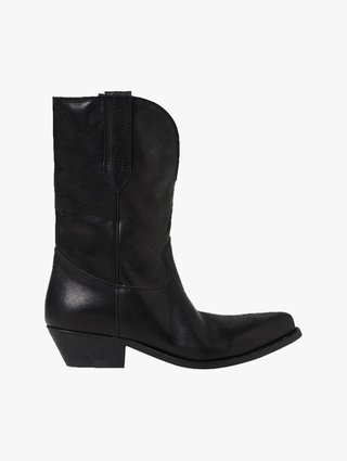 Чёрные сапоги GOLDEN GOOSE из кожи: фото - Invogue
