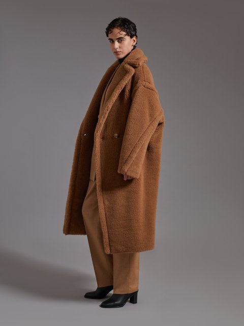 Темно-бежеве пальто MAX MARA Teddy Bear: фото 3 - Invogue