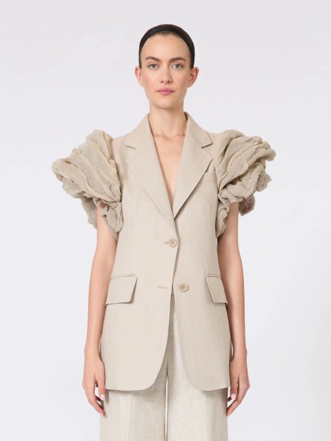 Бежевий жакет Max Mara з льону: фото 2 - Invogue