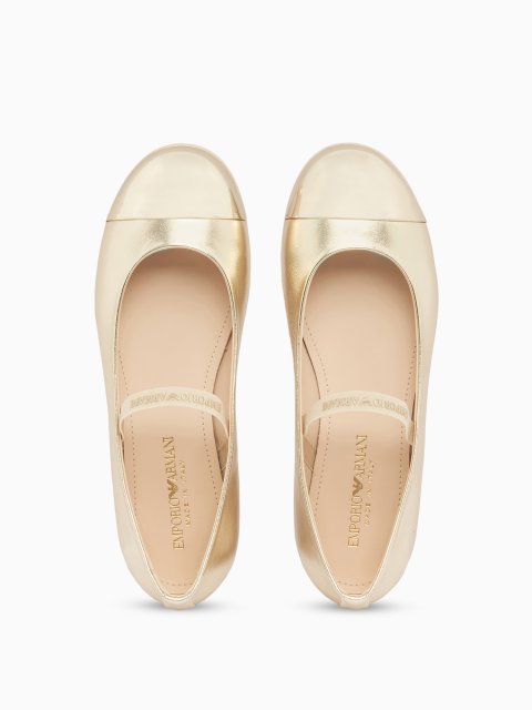 Золотисті балетки Emporio Armani зі шкіри наппа: фото 4 - Invogue