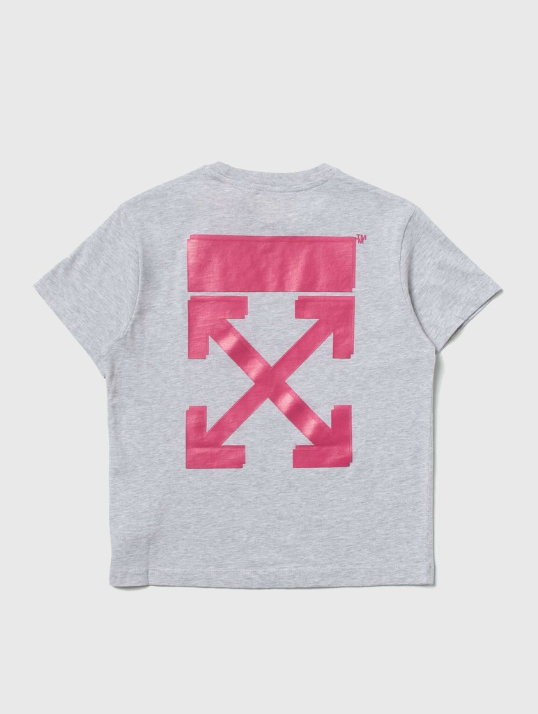 Серая футболка OFF-WHITE KIDS: фото 1 - Invogue