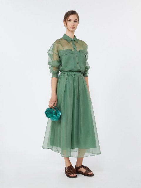 Зелена спідниця максі Weekend Max Mara з шовку: фото 1 - Invogue
