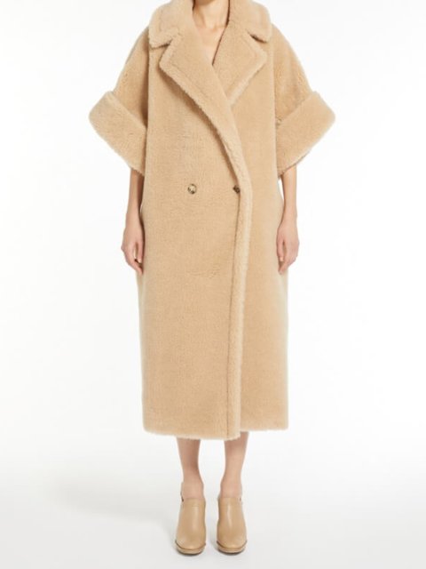 Кремовое пальто Teddy oversize Max Mara из бленда альпаки и шелка: фото 1 - Invogue