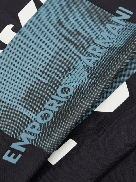 Темно-синій джемпер Emporio Armani з принтом: фото 2 - Invogue