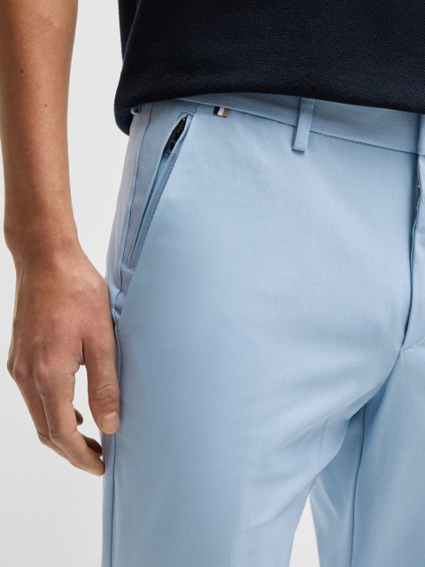 Блакитні брюки BOSS крою slim: фото 4 - Invogue