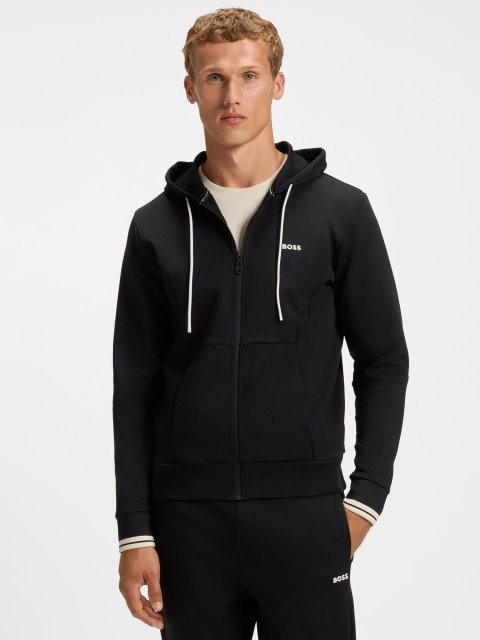 Чёрный свитшот BOSS из хлопка: фото 2 - Invogue