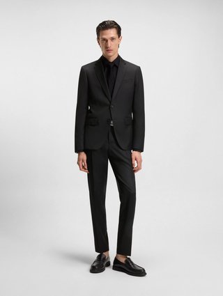 Чёрный жакет BOSS из шерсти зауженного кроя: фото 1 - Invogue