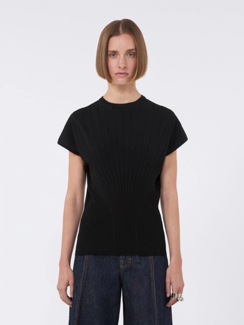 Чорна футболка SPORTMAX з суміші віскози: фото 2 - Invogue