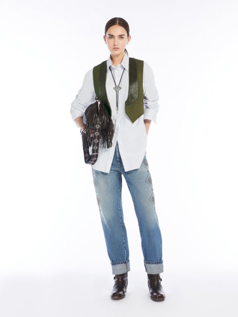 Жилет цвета хаки WEEKEND MAX MARA укороченный: фото 4 - Invogue